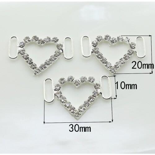 2017 New release10Pc Heart rhinestone buckles sliver buckle Ribbon Slider DIY bikini buckle Invited bag shoes Wedding decoration