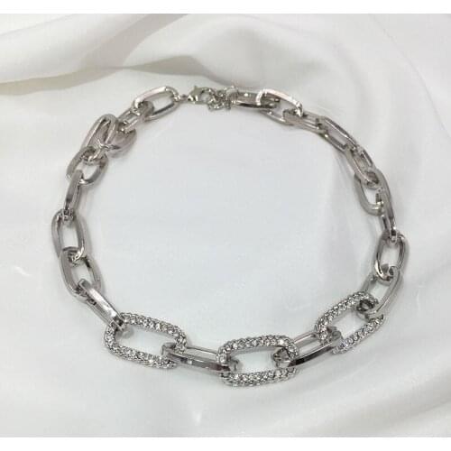 FFLACELL 2020 Unisex Geometric Hip-pop Punk Bling Silver Color Metal Link Chains Necklaces Chokers for Women Men Jewelry