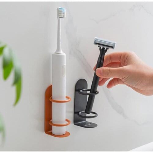 Portable Toothbrush Holder Iron Electric Toothbrush Rack Durable Toothbrush Stand With Self Adhesive Sheet Bathroom Products