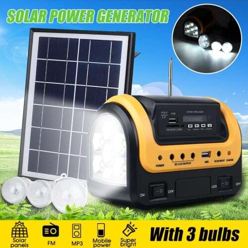 10W Portable Solar Generator Outdoor Power with FM MP3 bluetooth Speaker DC10W Solar Panel Battery Charging LED Lighting System