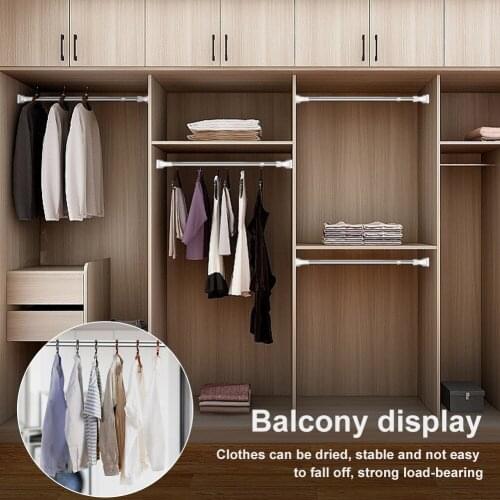 Punch-free AdjustableTelescopic Clothing Rod Shower Curtain Rods And Accessories Extendable Stainless Steel Simple Support Rod