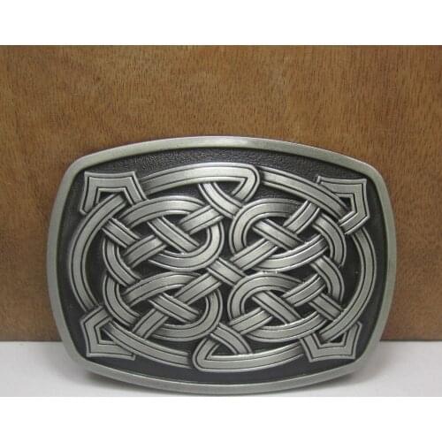 BuckleClub retro zinc alloy celtic knot cowboy jeans gift belt buckle FP-03503 pewter finish 4cm width loop drop shipping