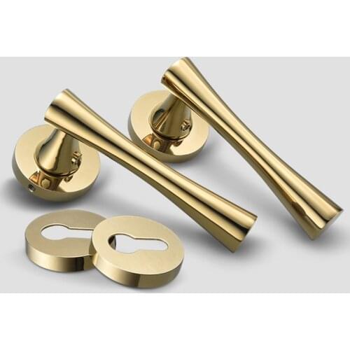 Modern Zinc Alloy Gold Plated Door Handles for Interior Doors Interior Key Lock Lever Handle Interior Door Lock