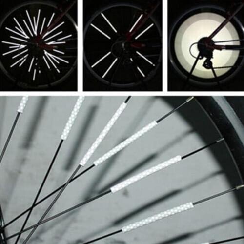 12Pcs Bicycle Mountain Bike Riding Wheel Rim Spokes Mount Clip Tube Warning Reflective Light For Bicycle Strip Road Reflector