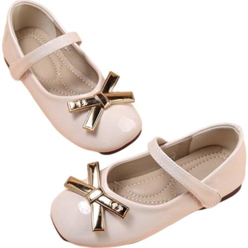 Children Leather Shoes Baby Girl Birthday Party Dress Shoes Kids Solid Color Round Toe Flat Princess Shoes 23-35