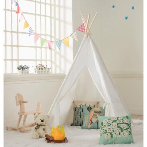 130cm Play-Tent Tipi Triangle KidsTent Teepee Canvas Sleeping Dome Teepee House Wigwam Room Childrens Tent Game-House
