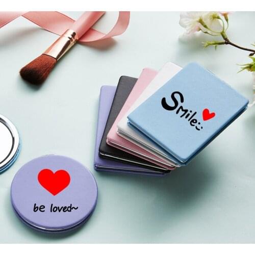 Love Heart Makeup Mirror with Double Side for Girls Fashion Portable Folding Magnifying Pocket Cosmetic Compact Vanity Mirrors