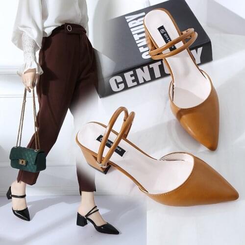 2018 New Thick With Slippers Female Summer Wear No Heel Female Half Slippers Elegant High With Baotou
