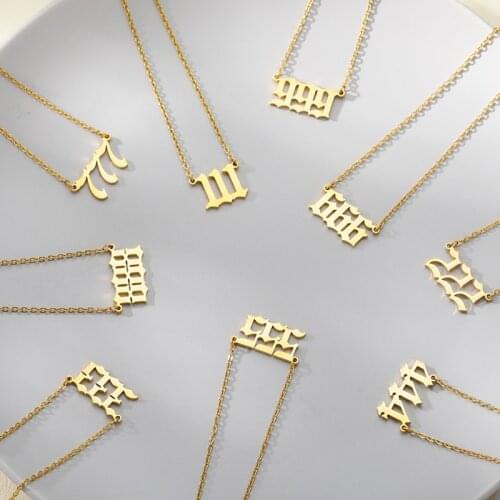 2021 New Fashion Angel Number Necklace 111 222 333 444 555 666 777 888 999 Devil Pendant Necklace Stainless Steel Choker Women