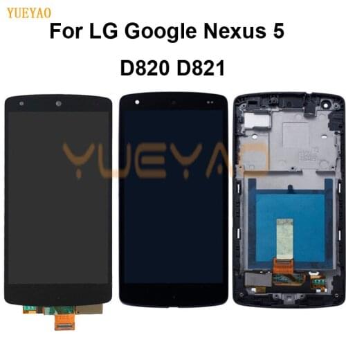 4.95" Display For LG Nexus 5 LCD Touch Screen with Frame Replacement For LG Google Nexus 5 LCD Display D820 D821 LCD