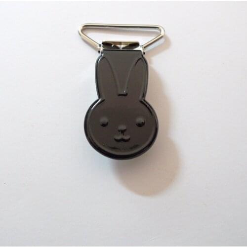 25pcs 1'' 25mm #1 BLACK COLOR Rabbit Bunny Shape Suspender Clips