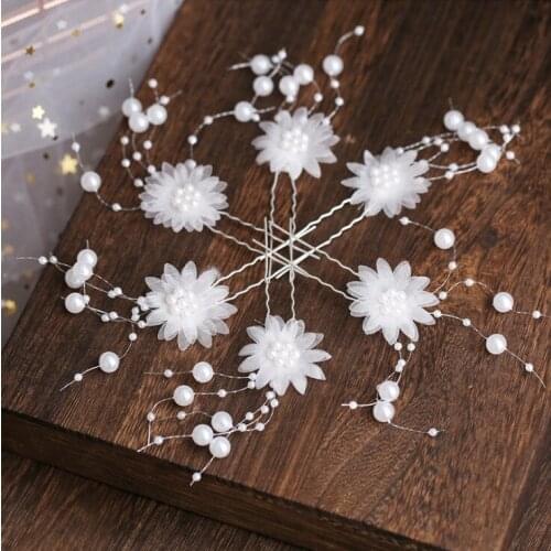 3pcs/Set Wedding Bridal Girl Prom White Flower Hair Clips Pins Fashion Simulated Pearl Hairwear Hairpin Styling Accessories