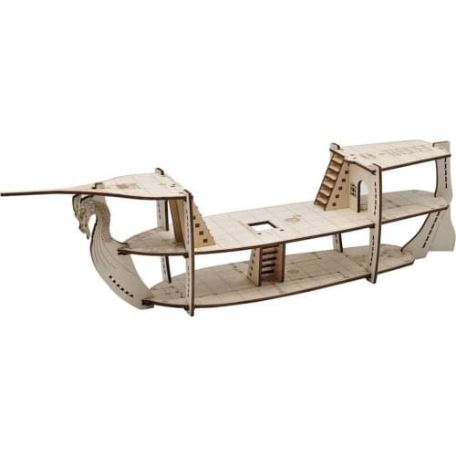 3D RPG Miniatures Ship Wood Laser Cut, 3-Level with 1" Grid Battle Terrain Map Perfect for D&D, Pathfinderor Other Tabletop Game