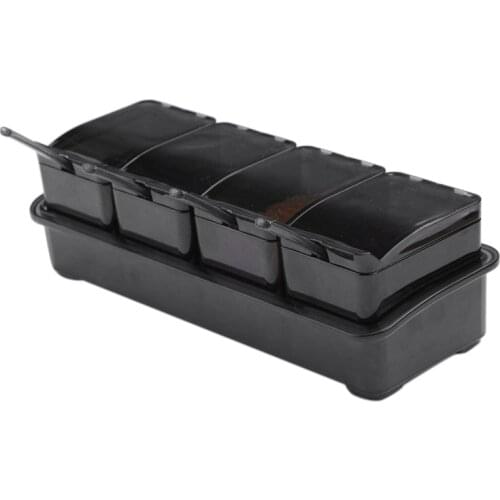 4Pcs Spice Jars Seasoning Box Seasoning Rack Spice Racks Pots Storage Container Condiment Jars Cruet with Lid&Spoon