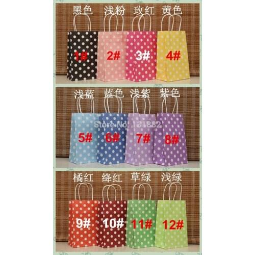 40 pcs/lot Polka Dot Kraft Paper Gift Bag With Handles / Christmas Wholesale