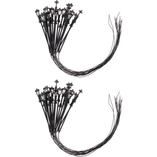 40 Pieces Model Railway Led Lamppost Lamps Yard Street Lights 1/100 HO Scale Miniature Train Railway Light Accessories