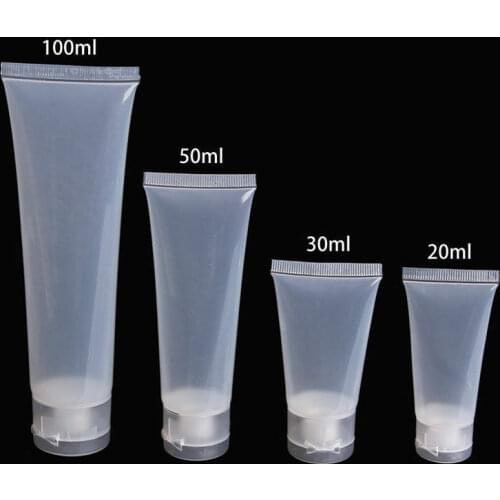 5pcs20/30/50/100ml clear/white empty portable travel tube squeeze cosmetic container cream lotion plastic bottle