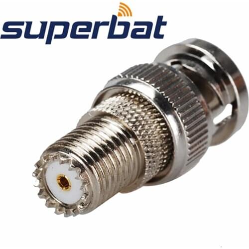 Superbat 5pcs Mini-UHF to BNC Adapter Mini-UHF Jack to BNC Plug Straight RF Coaxial Connector