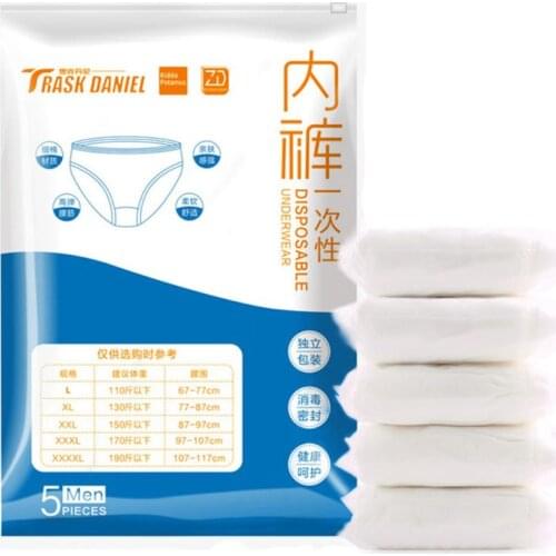 5Pcs Plus Size Women Men Disposable Cotton Underwear Travel Portable Regular Panties Anti-Static Briefs Individually Wrapped