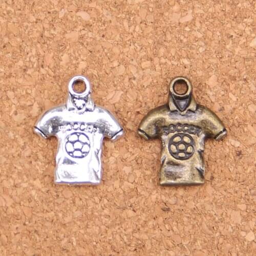 14pcs Charms soccor shirts jersey 19x15mm Antique Pendants,Vintage Tibetan Silver Jewelry,DIY for bracelet necklace