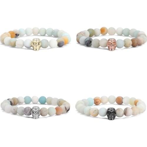 8mm warrior helmet gold silver copper cz zircon cubic zirconia beads bohemian Yoga Bracelet agate Onyx Stone Bangles er32