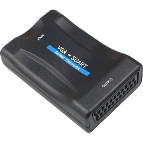 VGA to SCART Video Audio Converter Adapter With Remote Control&USB DC Power Cable