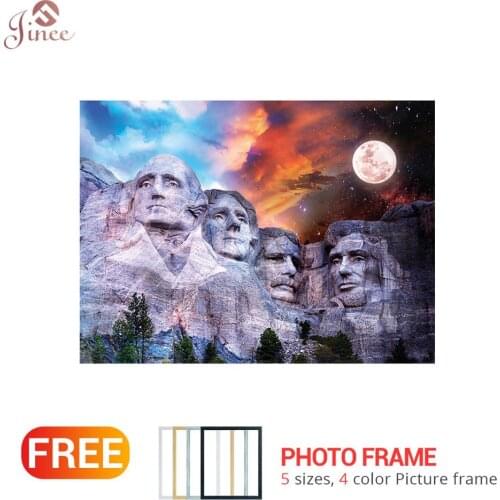 5D Diamond Embroidery Landscape Mount Rushmore Moon Full Drilling Cross Stitch America DIY Diamond Painting Holiday Gifts