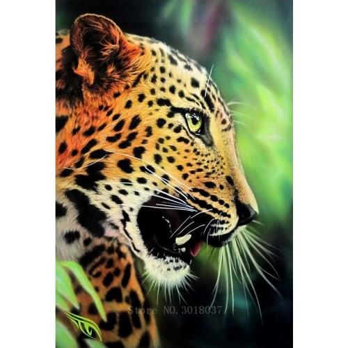 Diamond Embroidery Vicious Leopard Diy Diamond Painting Cross Stitch Full Square 5D Diamond Mosaic Decorative Animal Sticker Kit