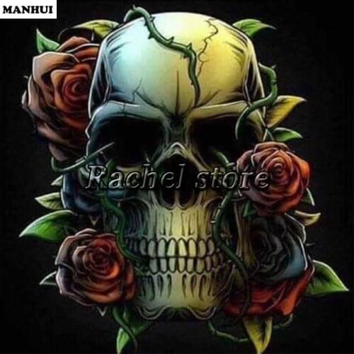 DIY Diamond Paintings Diamond Mosaic Skull Flower Full Square Diamonds and Round Diamond Embroidery FB012