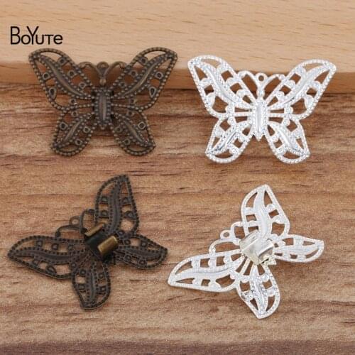 BoYuTe (20 Pieces/Lot) 22*30MM Filigree Butterfly Hair Rope Clip Clasps Diy Hand Made Hair Accessories Jewelry Findings