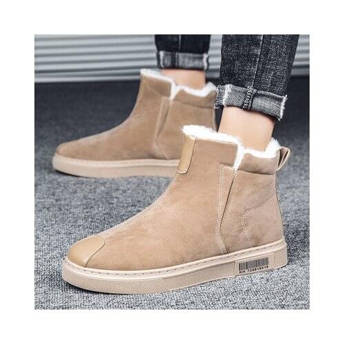 Brand Winter Boots Plush Snow Boots Men Super Warm Outdoor Black Mens Boots Round Toe Slip-On Comfortable Casual Flat Shoes