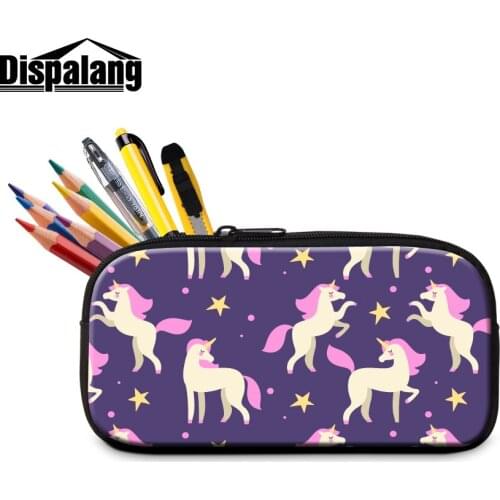 Unicorn Cartoon Pencil Case For Girls Custom Logo Cosmetic Bags For Shopping Student Zipper School Stationery Children Pen Box