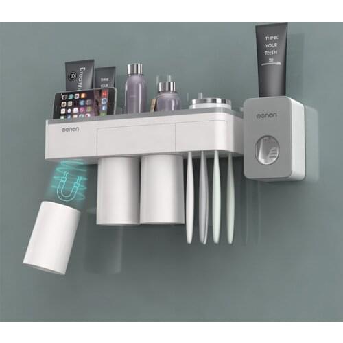 Toothbrush Holder Magnetic Toothpaste Squeezer Wallmounted Shelves Storage Racks Bathroom Organizer Shelves Bathroom Accessories