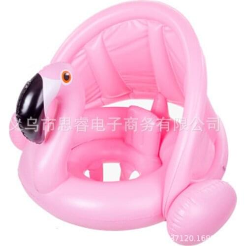Childrens Pink Flamingo Sun Shade Swim Ring Seat Ring Baby Inflatable White Swan Tour Swim Ring inflatable pool toys