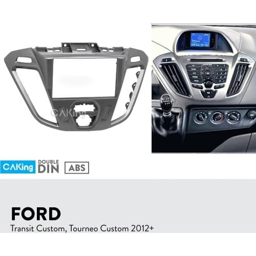 Double Din Car Fascia Radio Panel for FORD Transit Custom, Tourneo Custom 2012+ Dash Kit Facia Plate Cover Console Bezel Trim