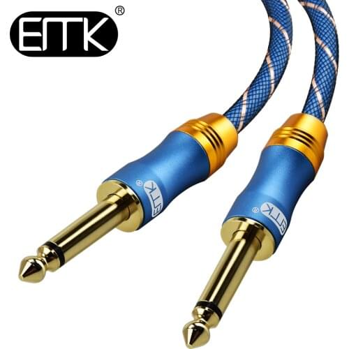EMK 6.35mm Audio Cable Braided Mono 6.3 6.5 Jack Male to Male Aux Cable 1.5m 3m 5m 8m 10m 15m for Guitar Mixer Amplifier Bass