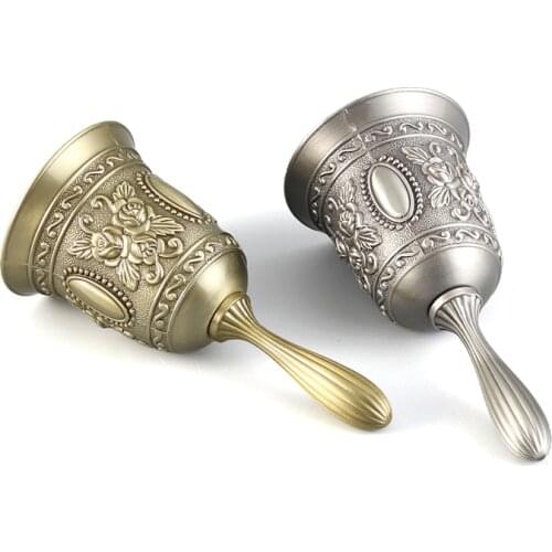 Hot Sale Retro Metal Tone Copper Christmas Hand Bell Tea Bell Craft Wedding Alarm School