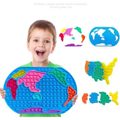 Big Size Pop Fidget Toys Can Be Assembled World Map and Us Map Push Bubble Adult Anti-Stress Toys Educational Toys for Children