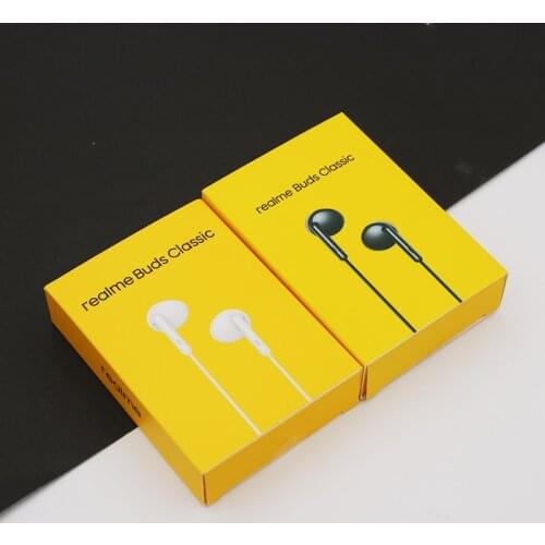 Realme Buds Classic Earphone 3.5mm Earbuds Half In-Ear Wired Music Built-in Microphone 14.2mm Bass Driver Headset For Smartphone