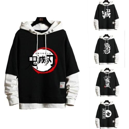 2021 Anime Kimetsu No Yaiba Halloween Demon Slayer Cosplay Costume Clothes Top Hoodie Unisex Coat Fake Two-Piece Sweater