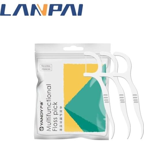 Dental Floss Toothpicks Stick Tooth Cleaning Interdental Brush Pick Oral Hygiene Care 50Pcs（Bagged