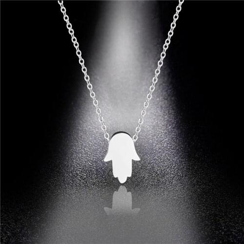 Small Stainless Steel Three-dimensional Lucky Buddha gesture palm shape Pendant Necklace Woman Mother Gift Wedding Jewelry