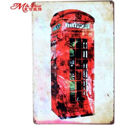 [ Mike86 ] London Telephone Booth Metal Plaque Gift PUB Wall art Painting Bar Craft Decor AA-191 Mix order 20*30 CM