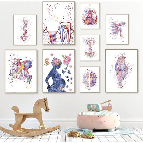 Human Anatomy Muscles System Wall Art Canvas Painting Posters And Prints Body Map Wall Pictures Medical Education Home Decor