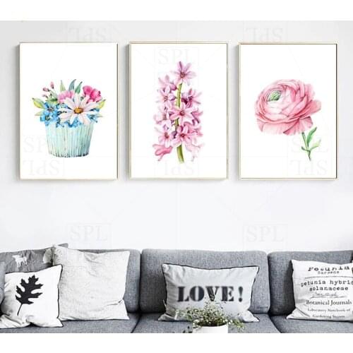 Flower Plant Wall Picture for Living Room Decor Wall Art Home Decoration Minimalist Modern Canvas Painting Chrysanthemum Rose