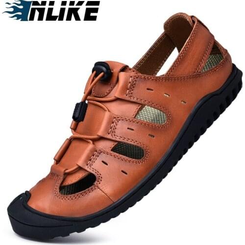 New Male Shoes Genuine Leather Men Sandals Summer Men Shoes Beach Sandals