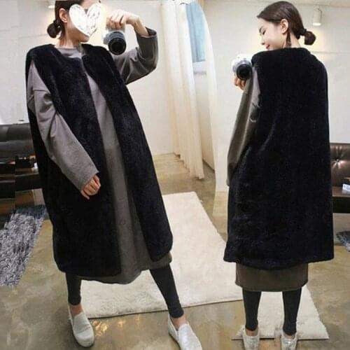 Autumn Vest Women Imitation Rabbit Fur Jacket Long Loose Sleeveless Faux Fur Coat 2021 New Winter Waistcoat Warm Gilet Outwear