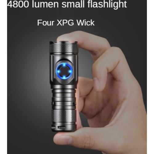 Portable Rechargeable Flashlight Mini Outdoor 4800 LM Keychain Light Aluminum Alloy Tourch Powerful Latarka Camping Equipmen