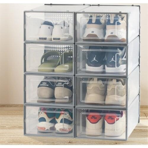 Plastic Sneakers Boxes Drawer Organizer Dustproof Storage Transparent Flip Shoe Box Can Be Superimposed Combination Shoe Cabinet