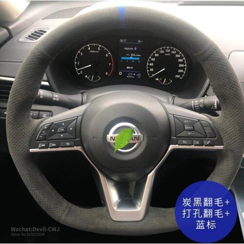 Steering wheel cover for Nissan Sylphy Qashqai hand-stitched suede Grip Teana Tiida Murano X-TRAIL Auto parts car accessories